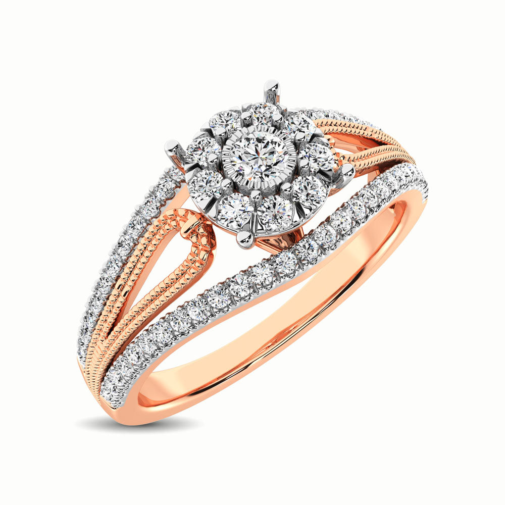 10K Rose Gold 1/3 Ct.Tw. Diamond Engagement Ring