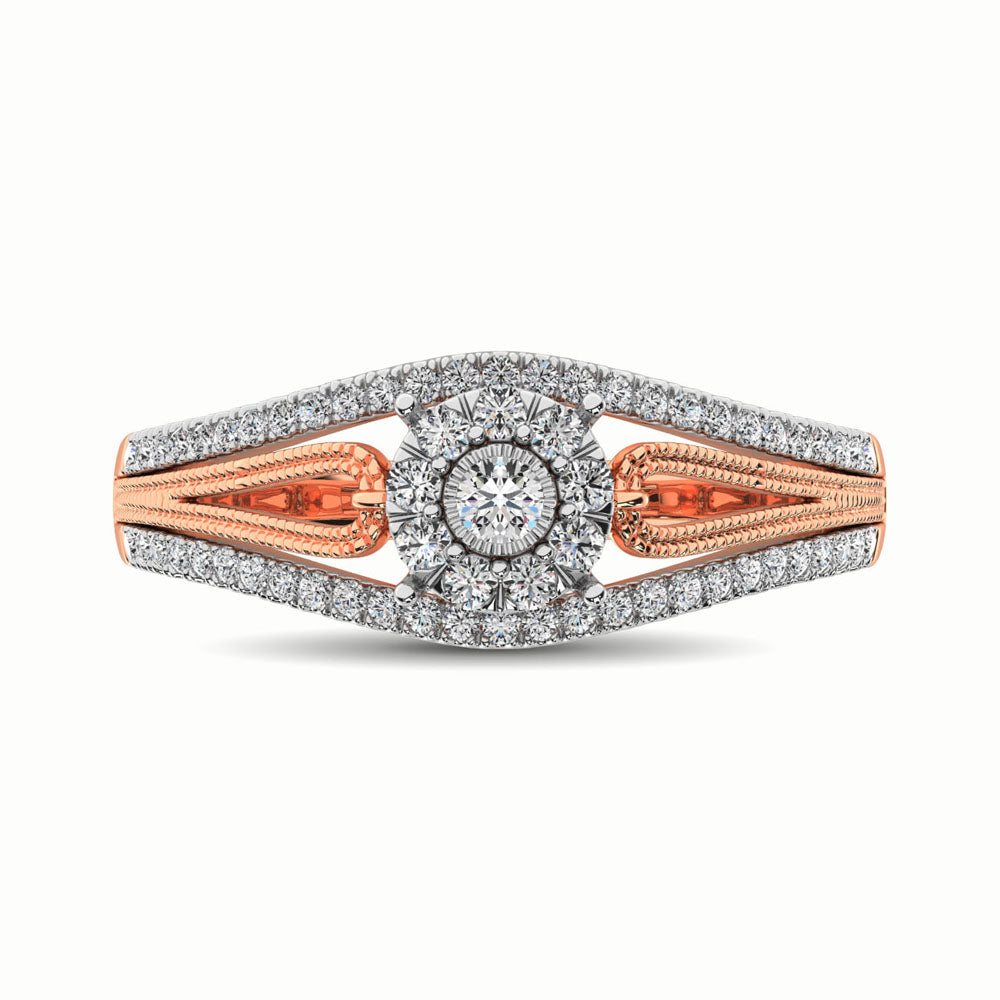 10K Rose Gold 1/3 Ct.Tw. Diamond Engagement Ring