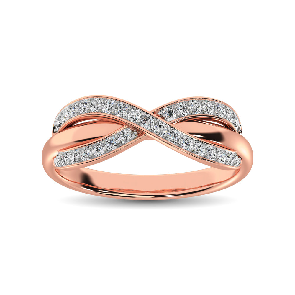 10K Rose Gold 1/4 Ct.Tw. Diamond Cross Over Ring