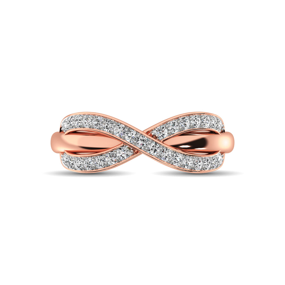 10K Rose Gold 1/4 Ct.Tw. Diamond Cross Over Ring