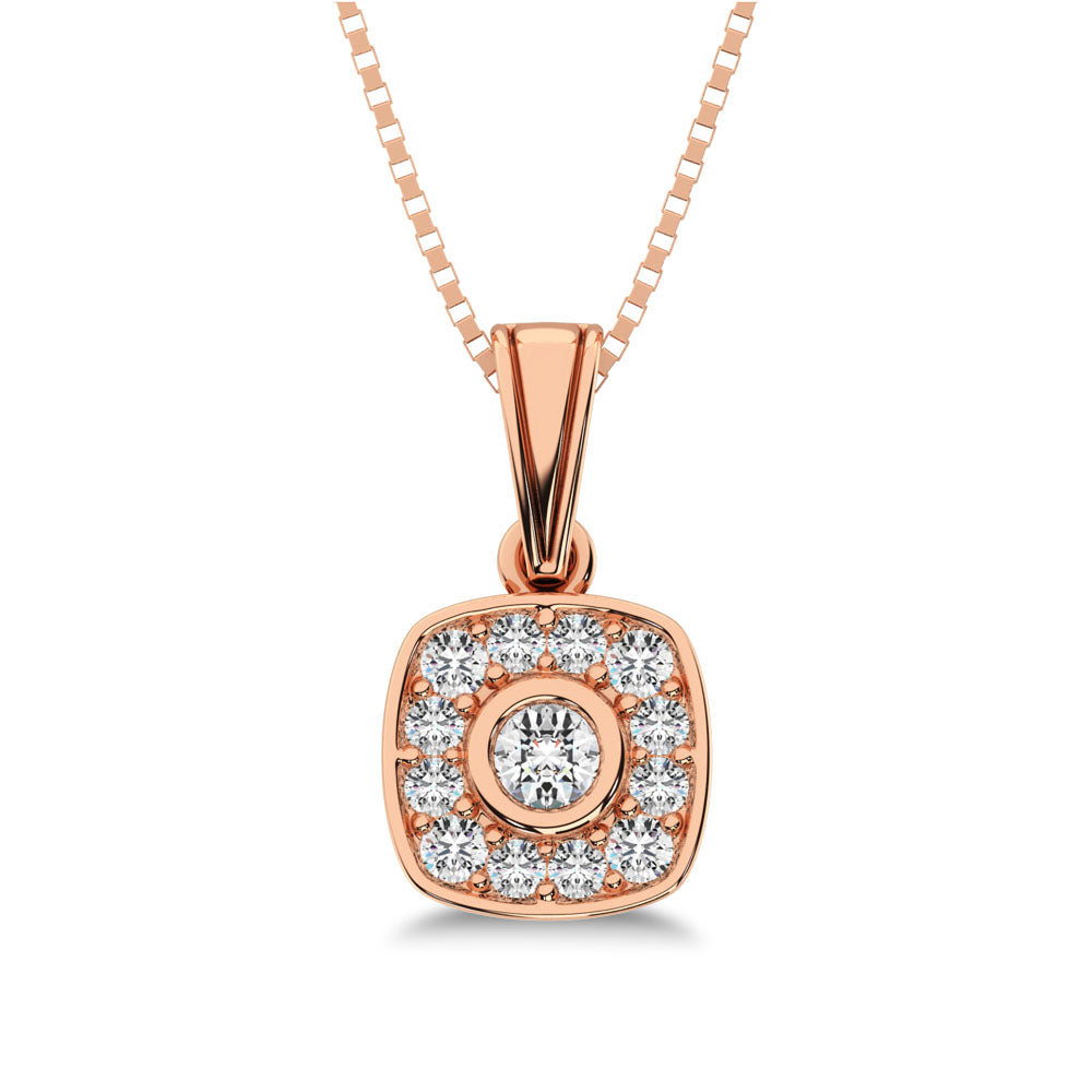 10K Rose Gold 1/6 Ct.Tw. Diamond Square Shape Pendant