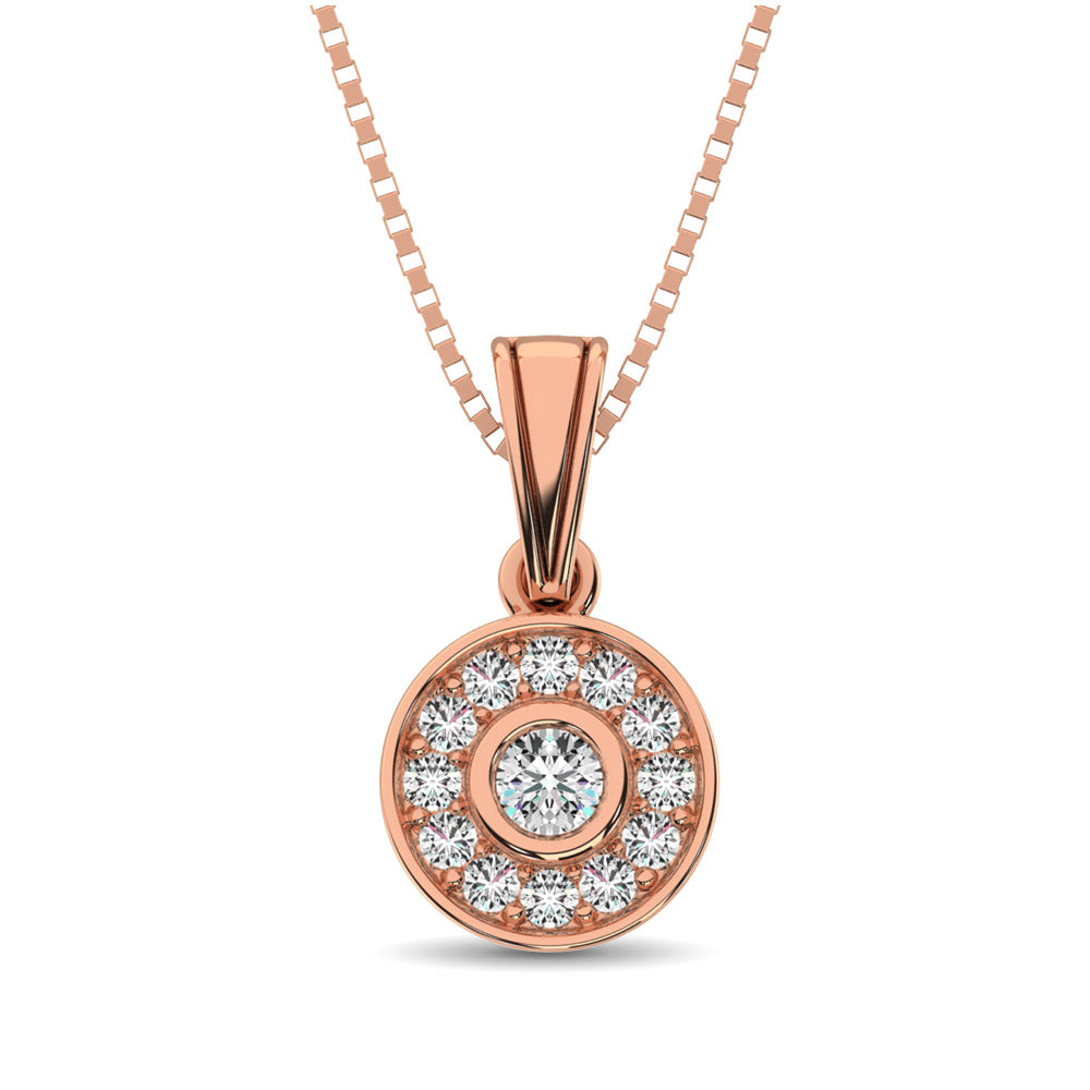 10K Rose Gold 1/6 Ct.Tw. Diamond Round Shape Pendant