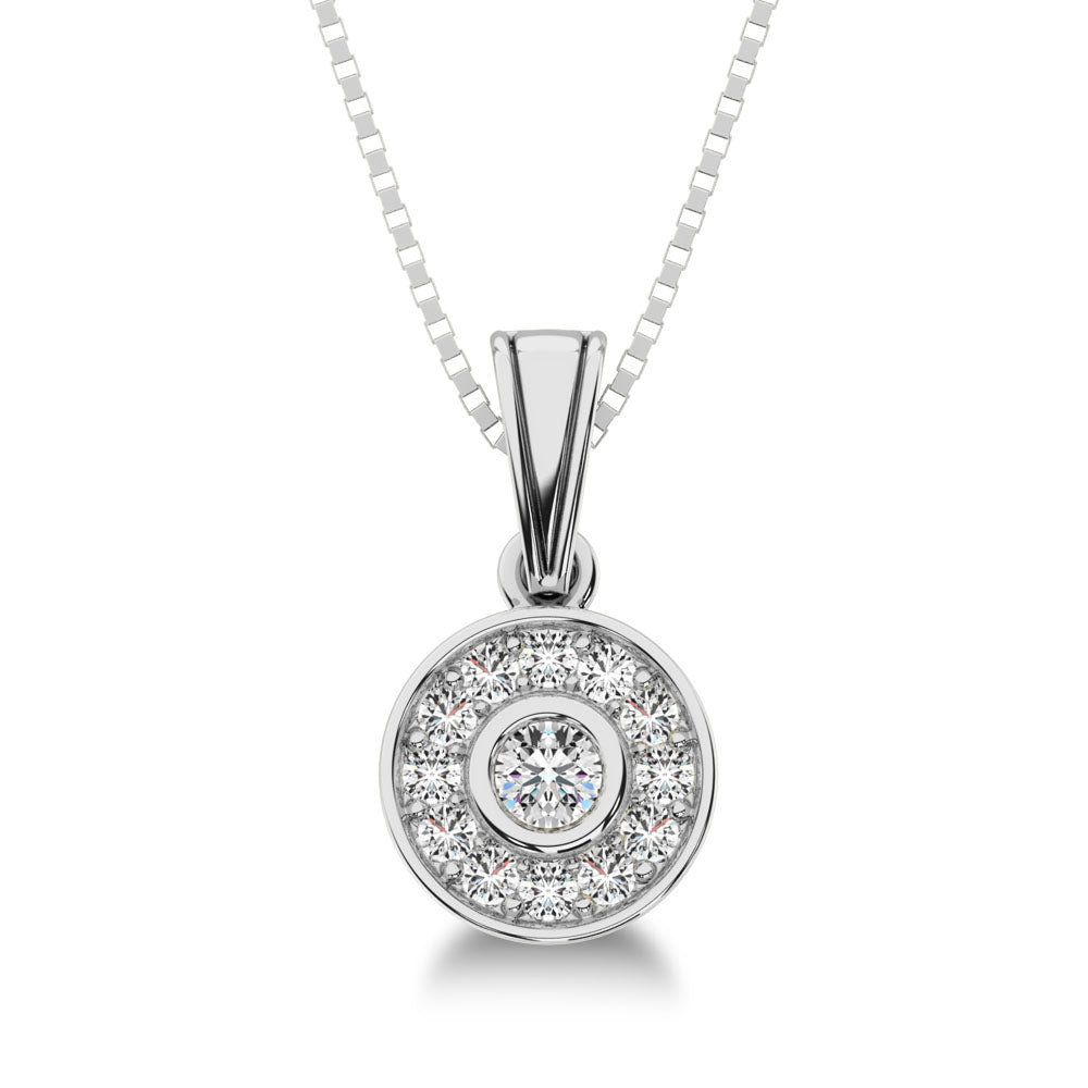 10K White Gold 1/6 Ct.Tw. Diamond Round Shape Pendant