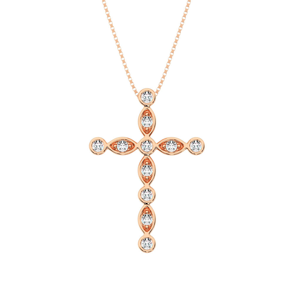 10K Rose Gold 1/6 Ct.Tw. Diamond Cross Pendant