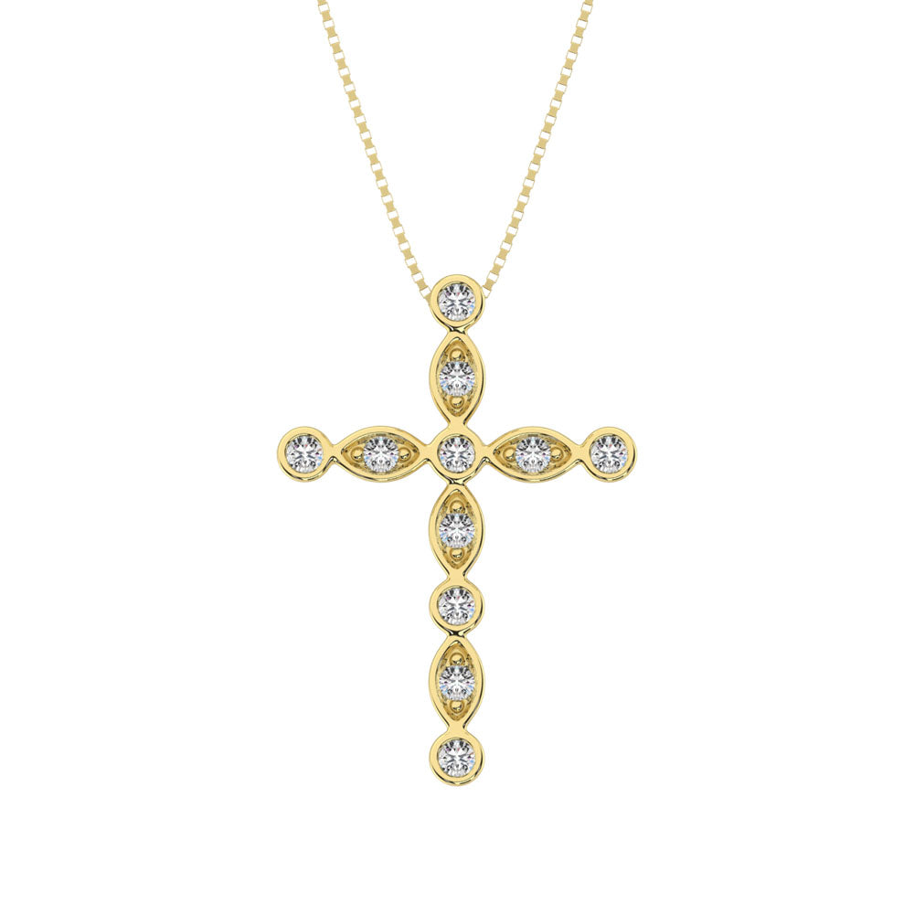 10K Yellow Gold 1/6 Ct.Tw. Diamond Cross Pendant