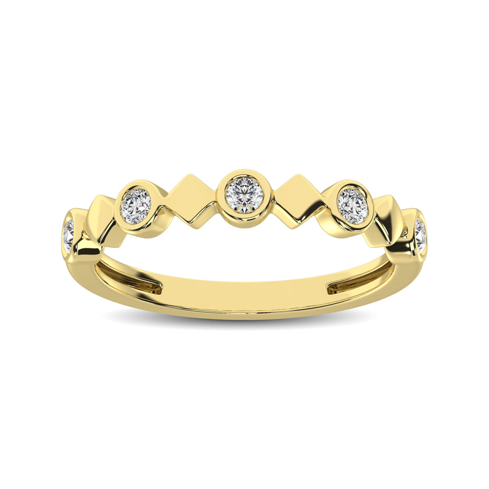 14K Yellow Gold 1/6 Ct.Tw. Diamond Bezel Set Stackable Band