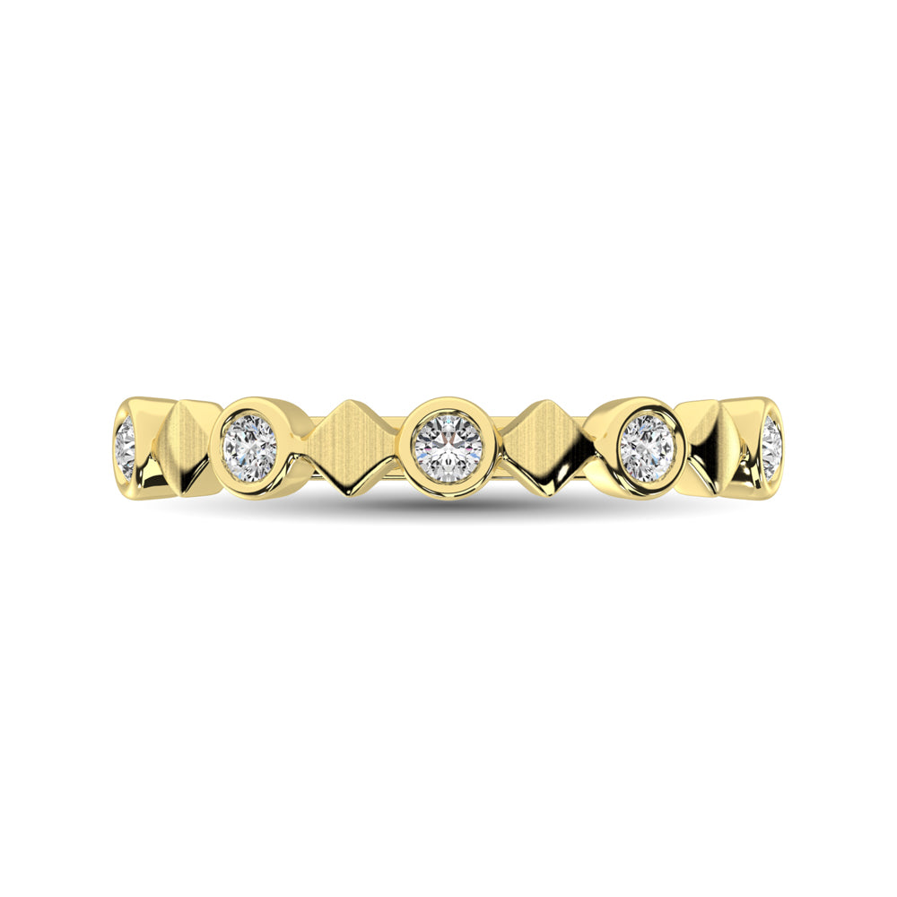 14K Yellow Gold 1/6 Ct.Tw. Diamond Bezel Set Stackable Band