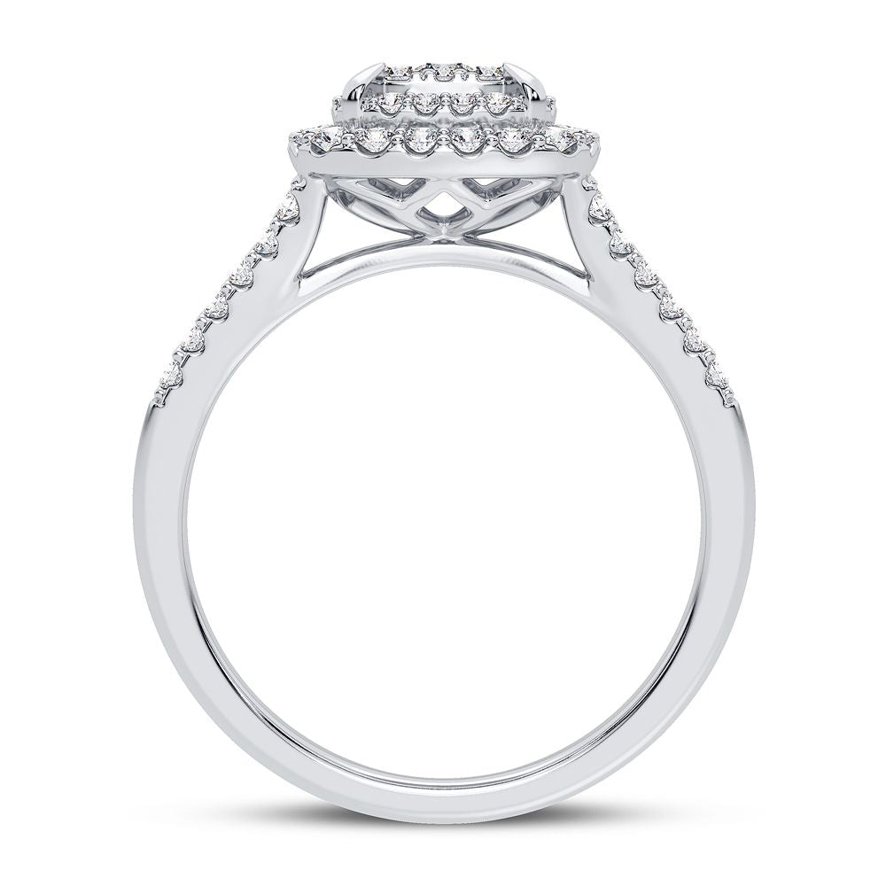 10K White Gold Elegant 0.50Ct Diamond Ring