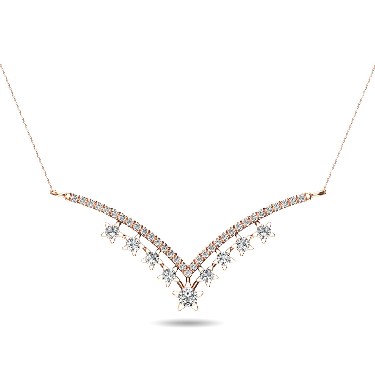 14K Rose Gold 1/3 Ct.Tw. Diamond Star Necklace