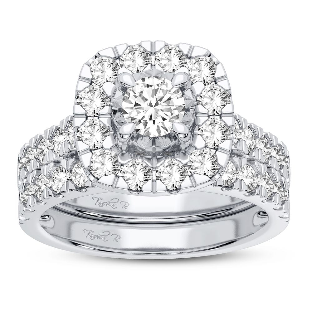 10K White Gold Exquisite 2.00Ct Diamond Bridal Ring