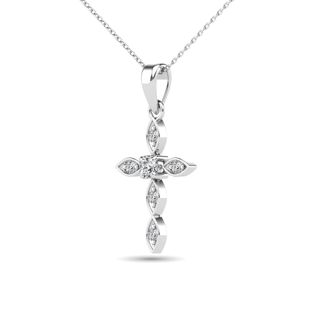 Diamond 1/8 Ct.Tw. Cross Pendant in 14K White Gold