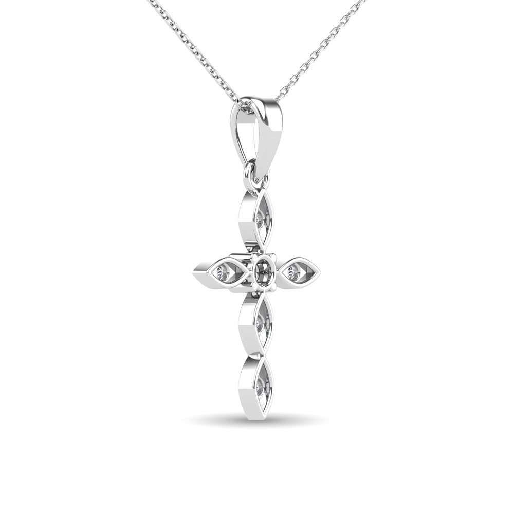 Diamond 1/8 Ct.Tw. Cross Pendant in 14K White Gold