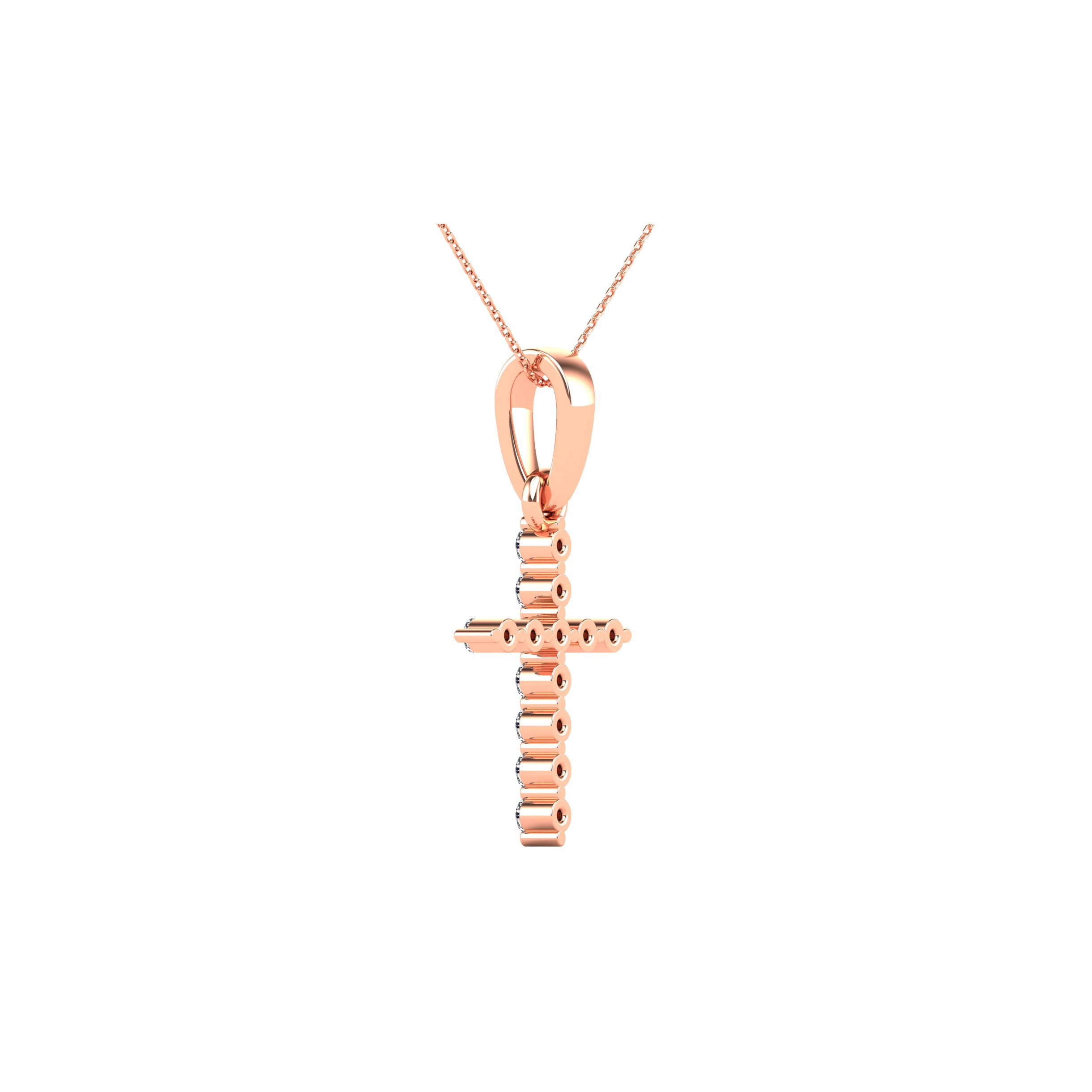 10K Rose Gold 1/20 Ct.Tw. Diamond Accent Cross Pendant