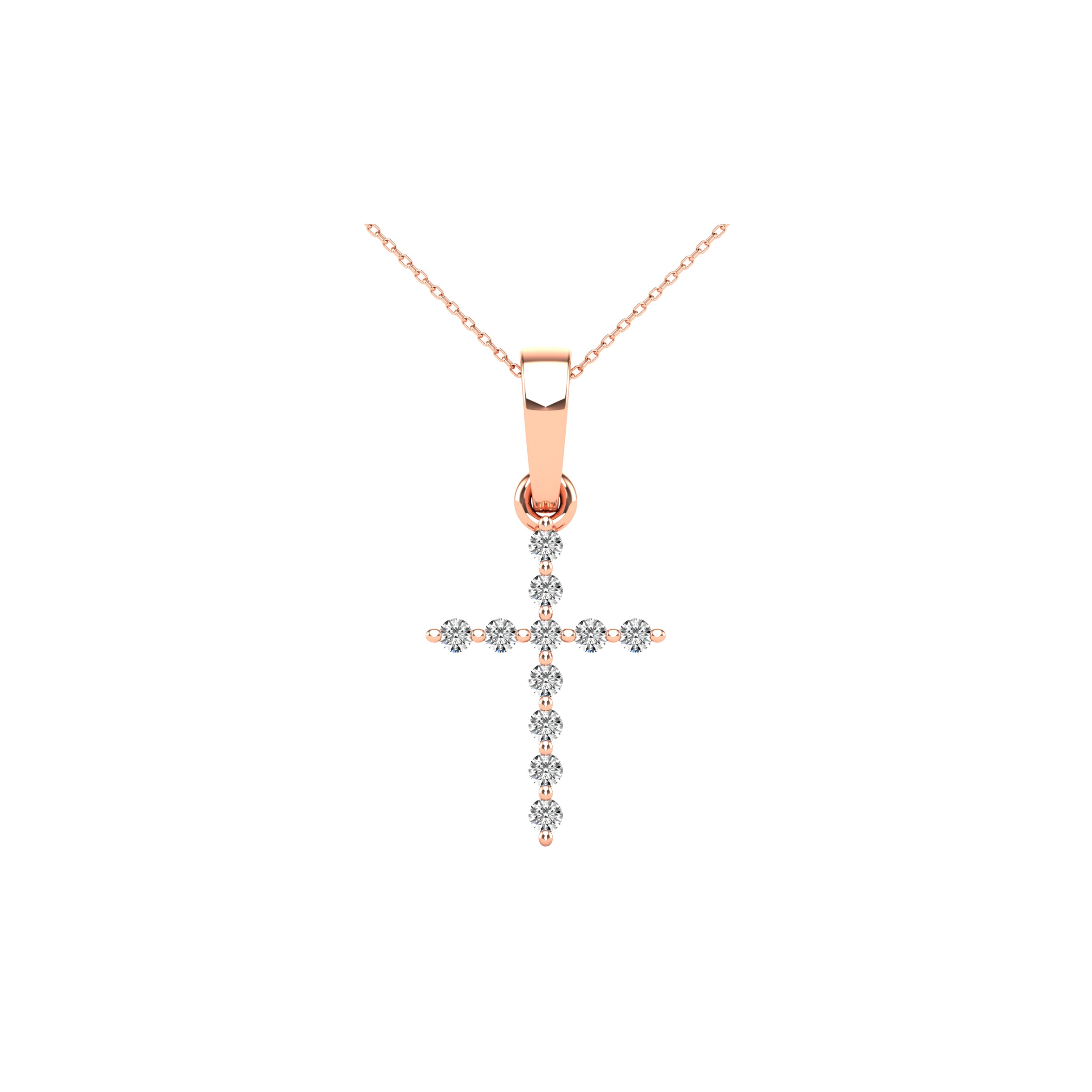 10K Rose Gold 1/20 Ct.Tw. Diamond Accent Cross Pendant