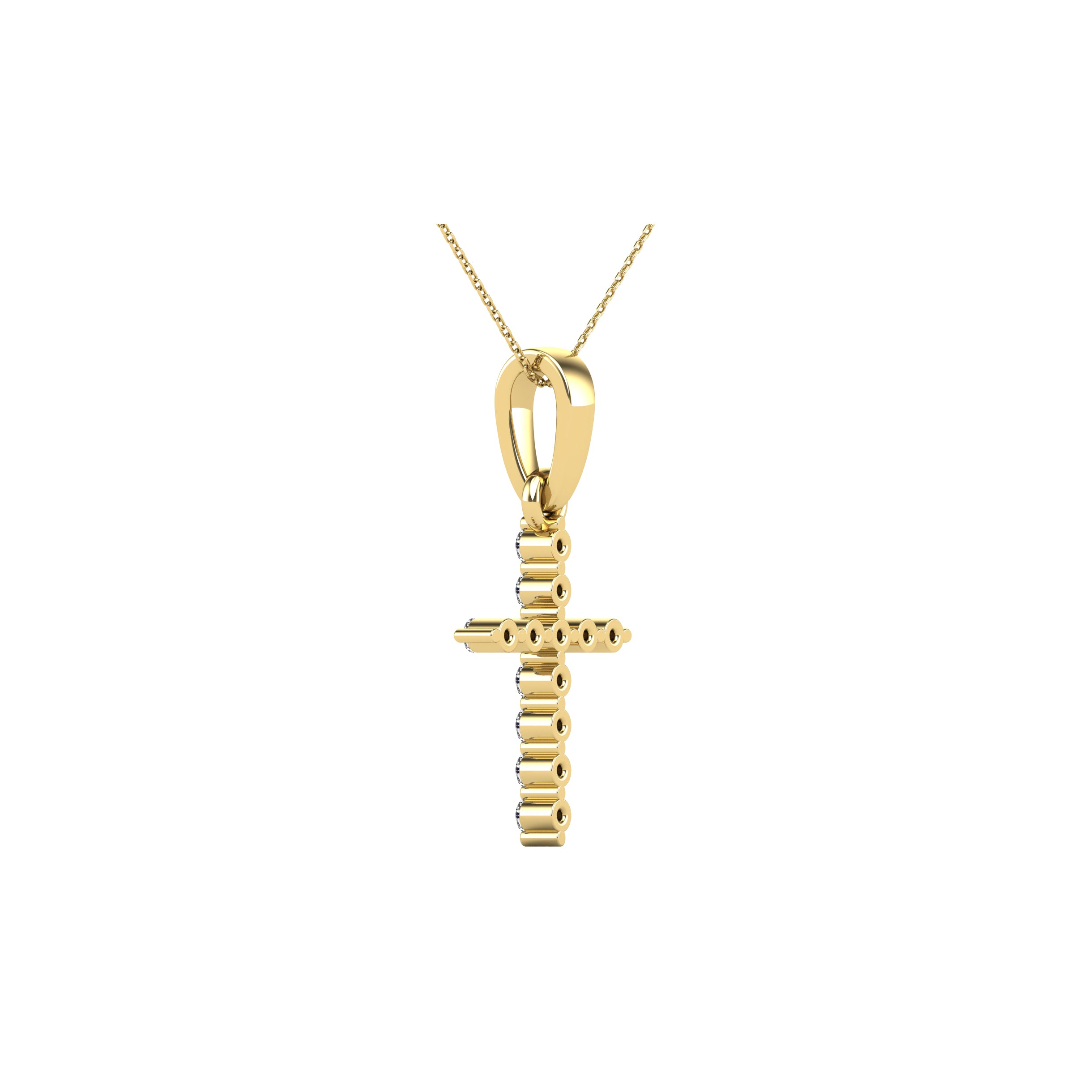 10K Yellow Gold 1/20 Ct.Tw. Diamond Accent Cross Pendant