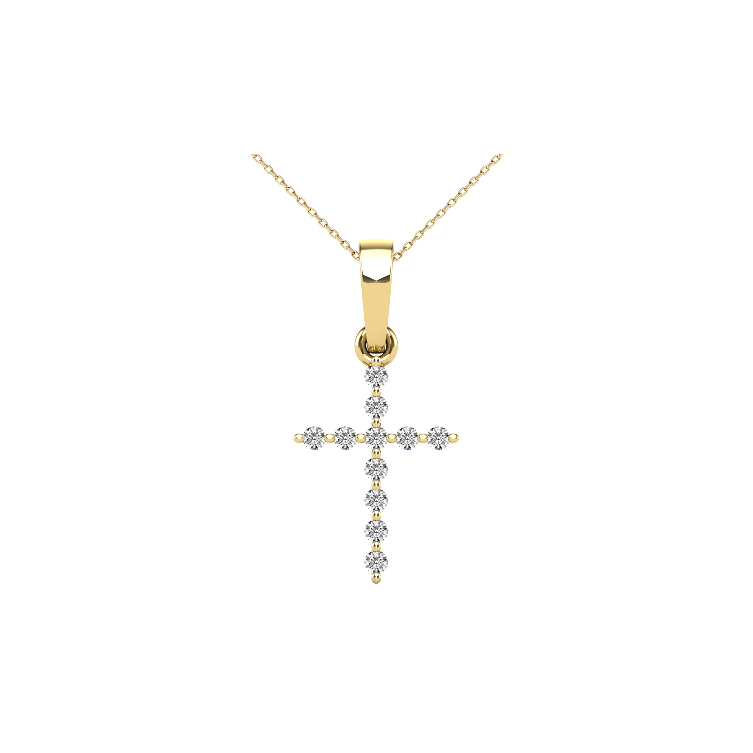 10K Yellow Gold 1/20 Ct.Tw. Diamond Accent Cross Pendant