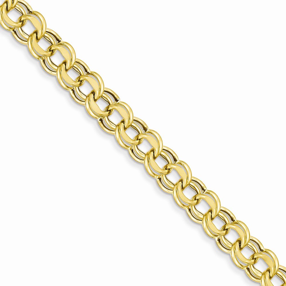 14k Lite 8mm Double Link Charm Bracelet