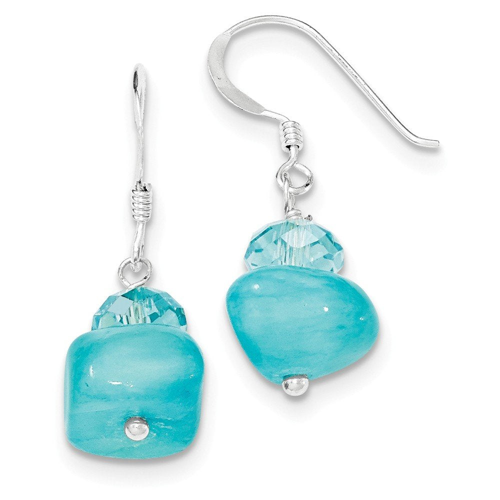 Sterling Silver Aquamarine Crystal and Blue Jade Earrings QE6083