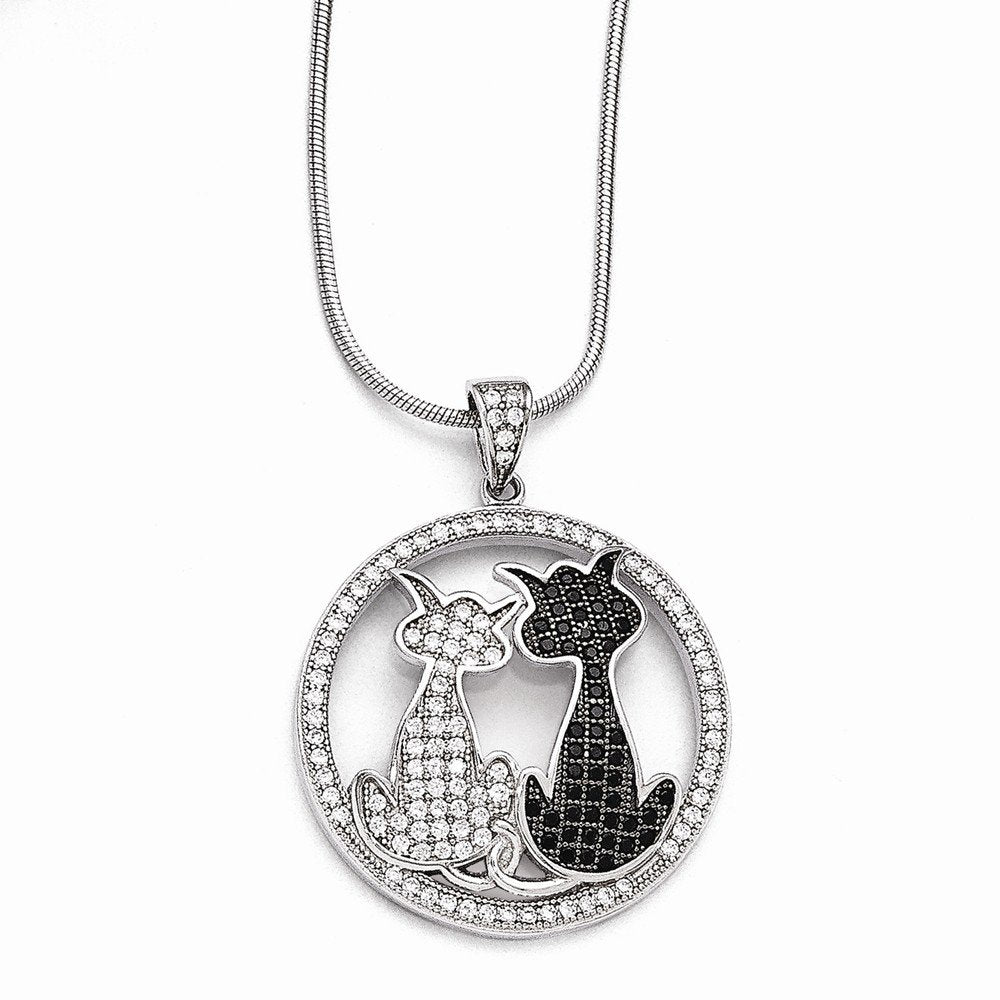 Sterling Silver & CZ Brilliant Embers Cats Necklace QMP1152