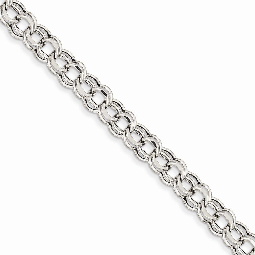 14k White Gold Lite 5.5mm Double Link Charm Bracelet