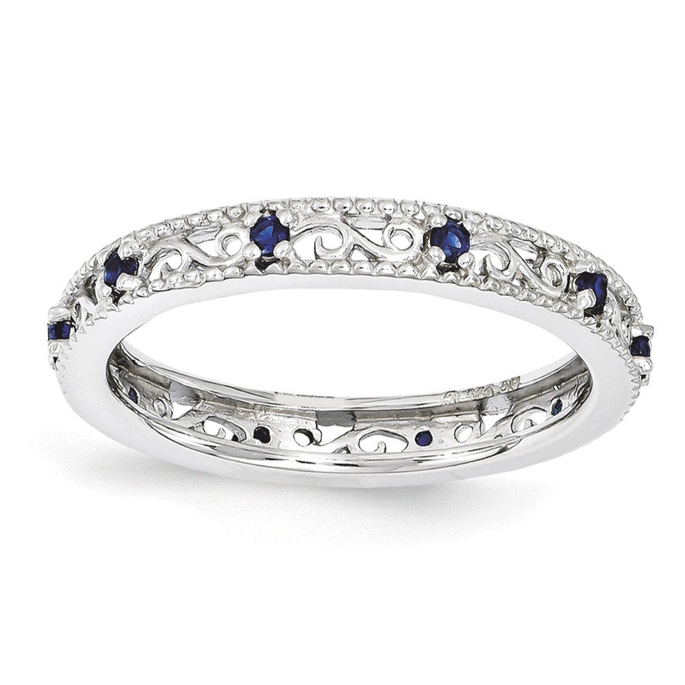 Sterling Silver Stackable Expressions Created Sapphire Ring