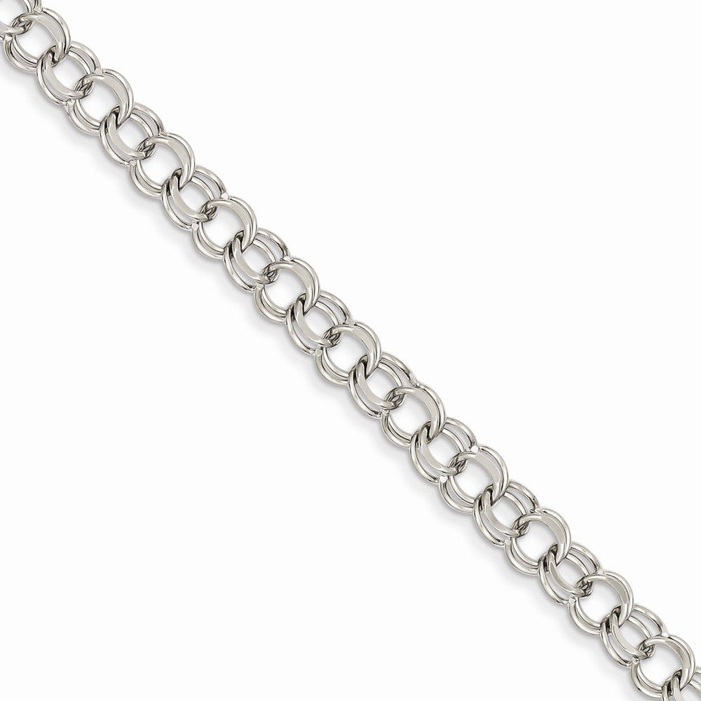 14k White Gold Double Link Charm Bracelet