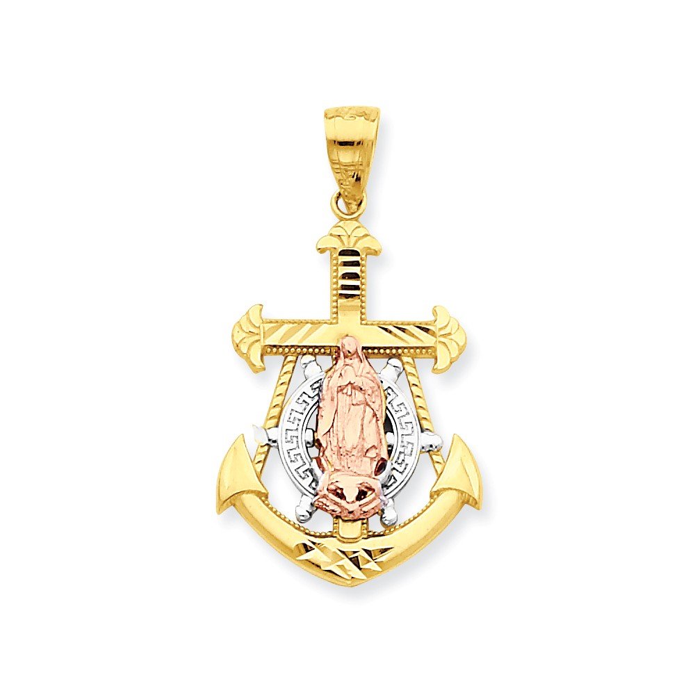 10k Two-tone Mariner Blessed Mother Pendant 10C1048