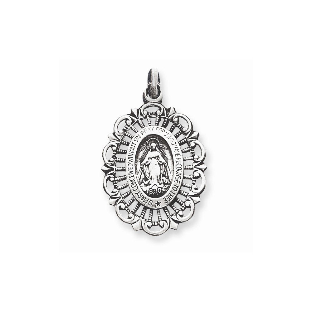 Sterling Silver Antiqued Miraculous Medal QC5509