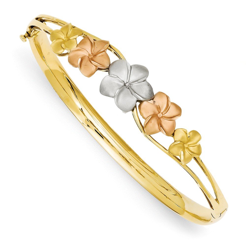 14k Tri-color Plumeria Bangle DB448