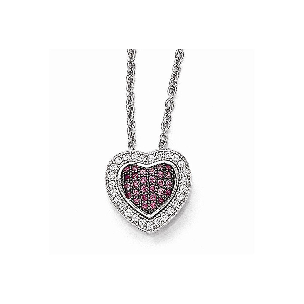 Sterling Silver & CZ Brilliant Embers Heart Necklace QMP1104