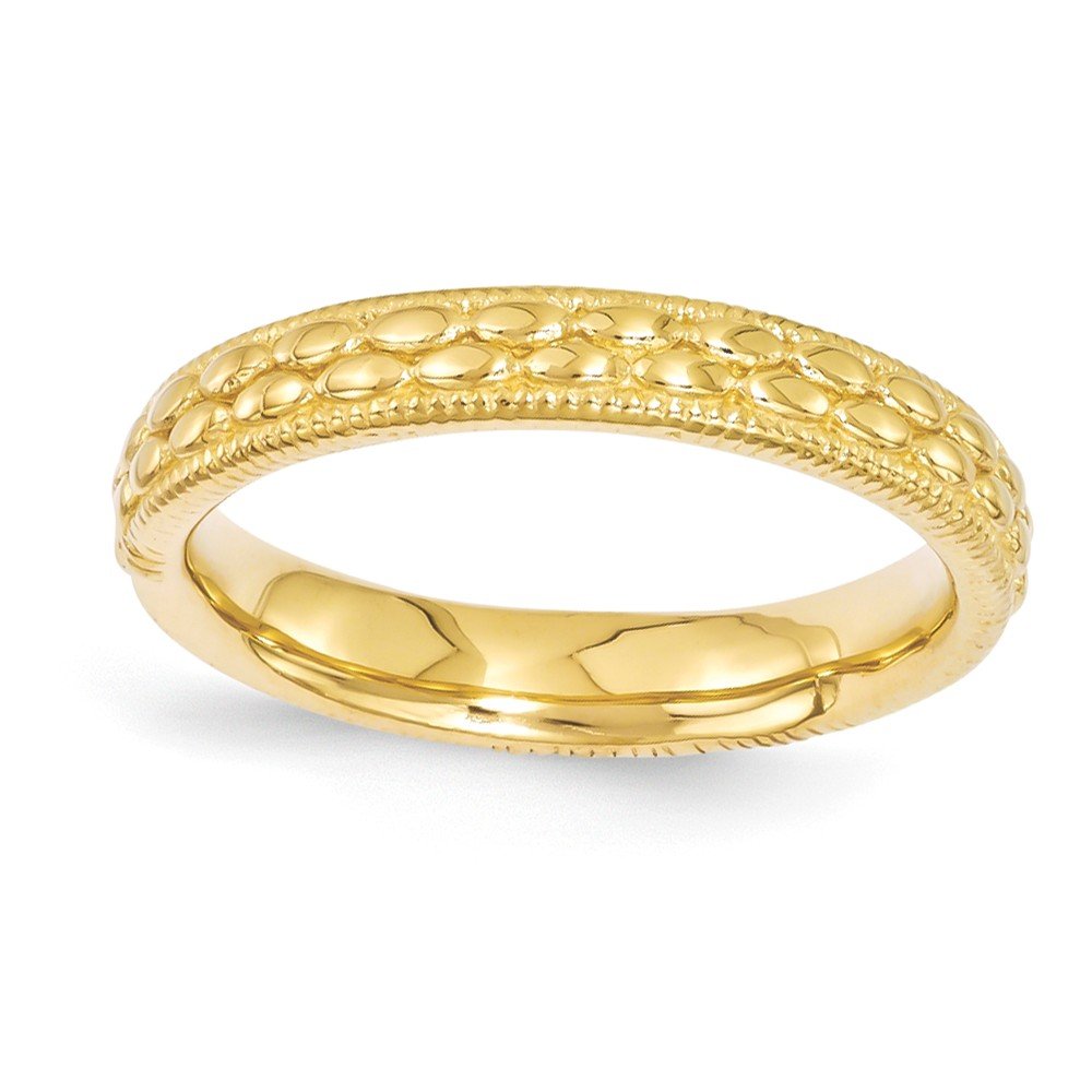 Sterling Silver Stackable Expressions Gold-plated Patterned Ring