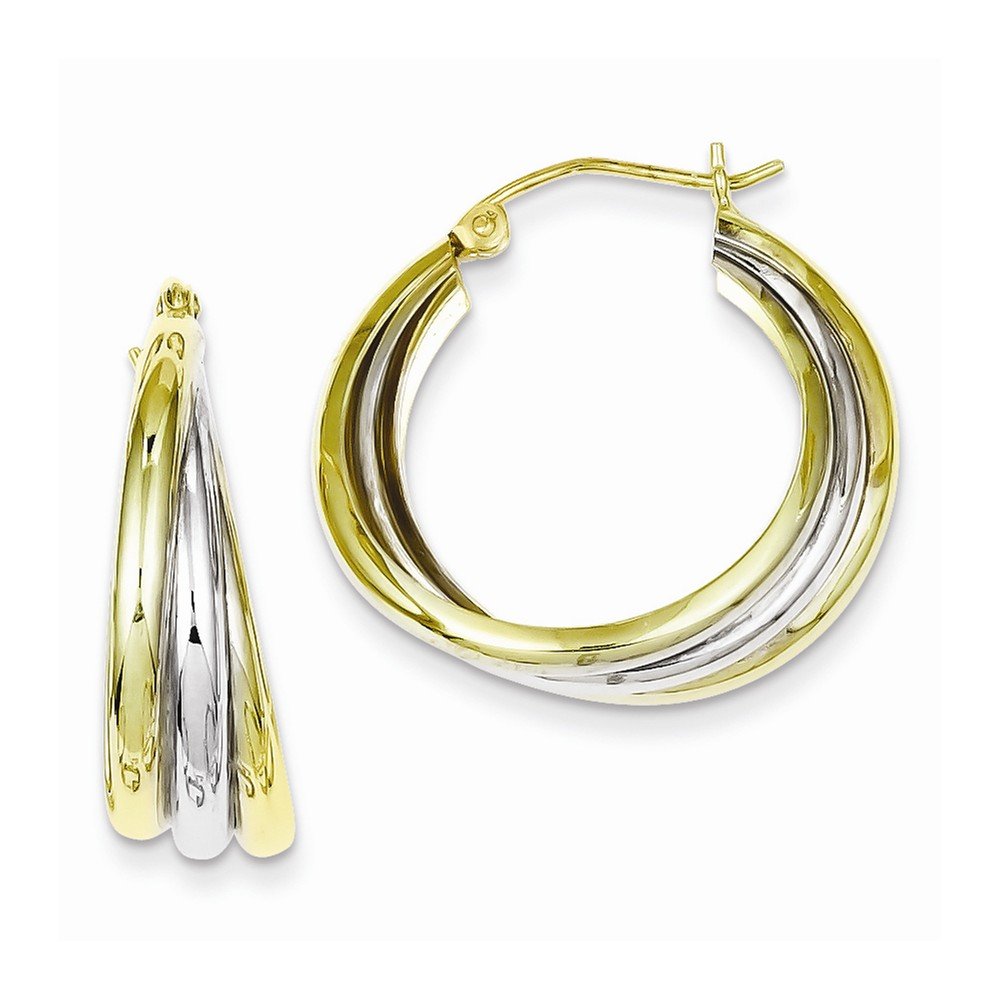 Sterling Silver Rhodium-plated & Vermeil Hoop Earrings QE8440