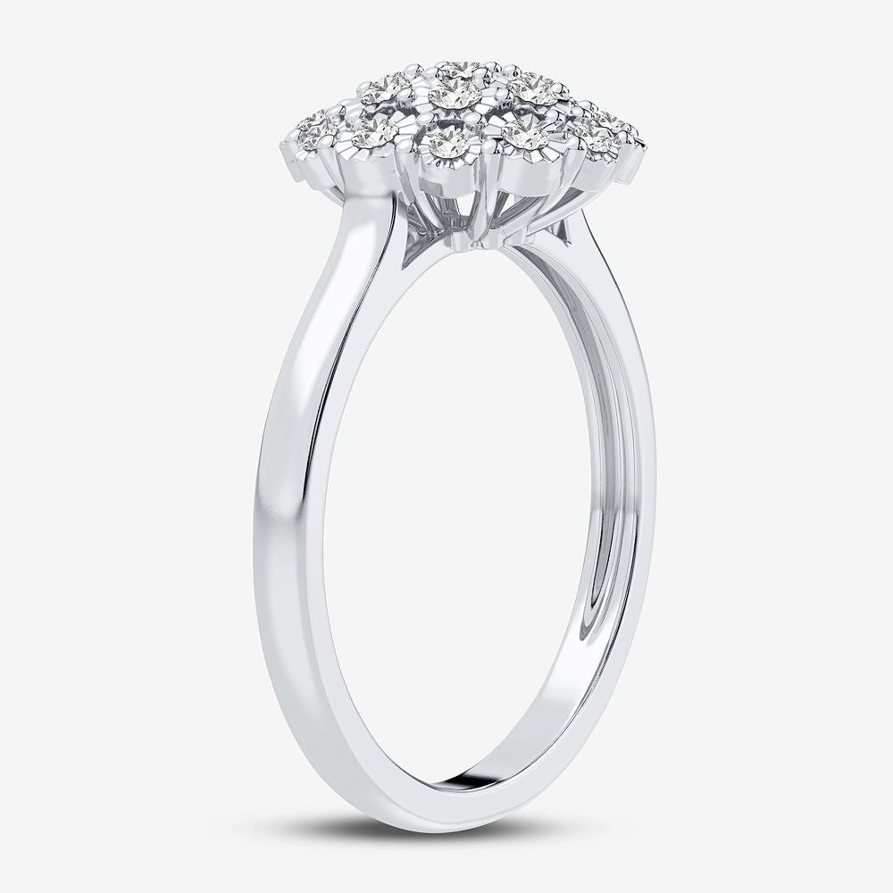 10K White Gold Beautiful 0.11Ct Diamond Ring