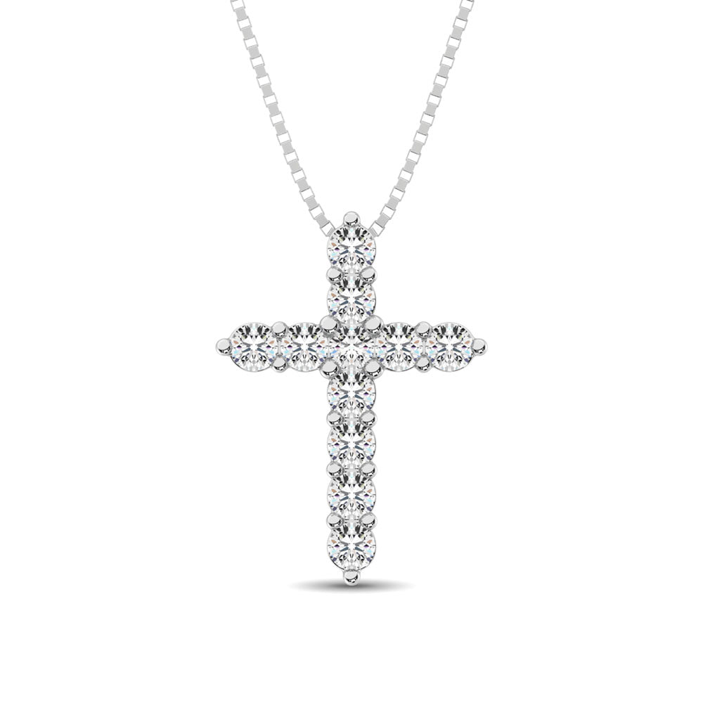 Diamond 3/5 Ct.Tw. Cross Pendant in 14K White Gold