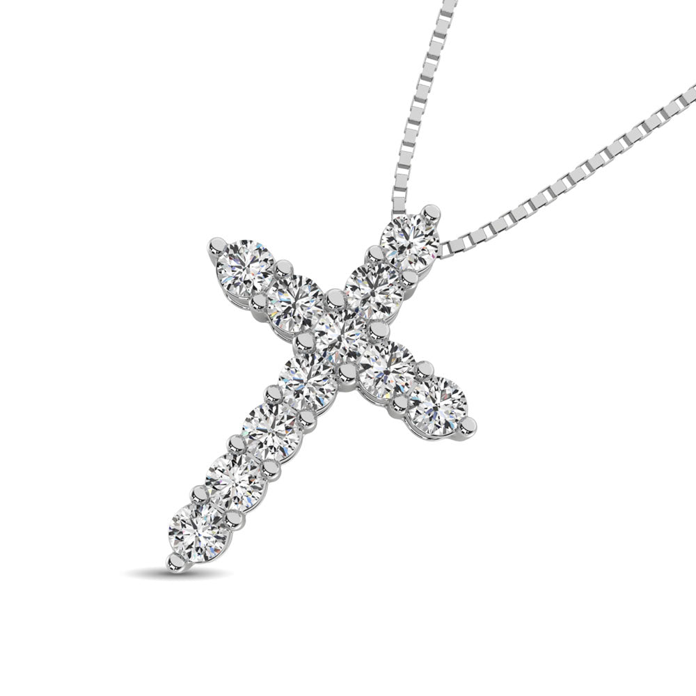 Diamond 3/5 Ct.Tw. Cross Pendant in 14K White Gold