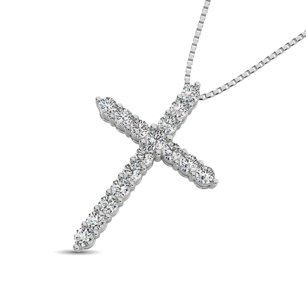 Diamond 1 Ct.Tw. Cross Pendant in 14K White Gold