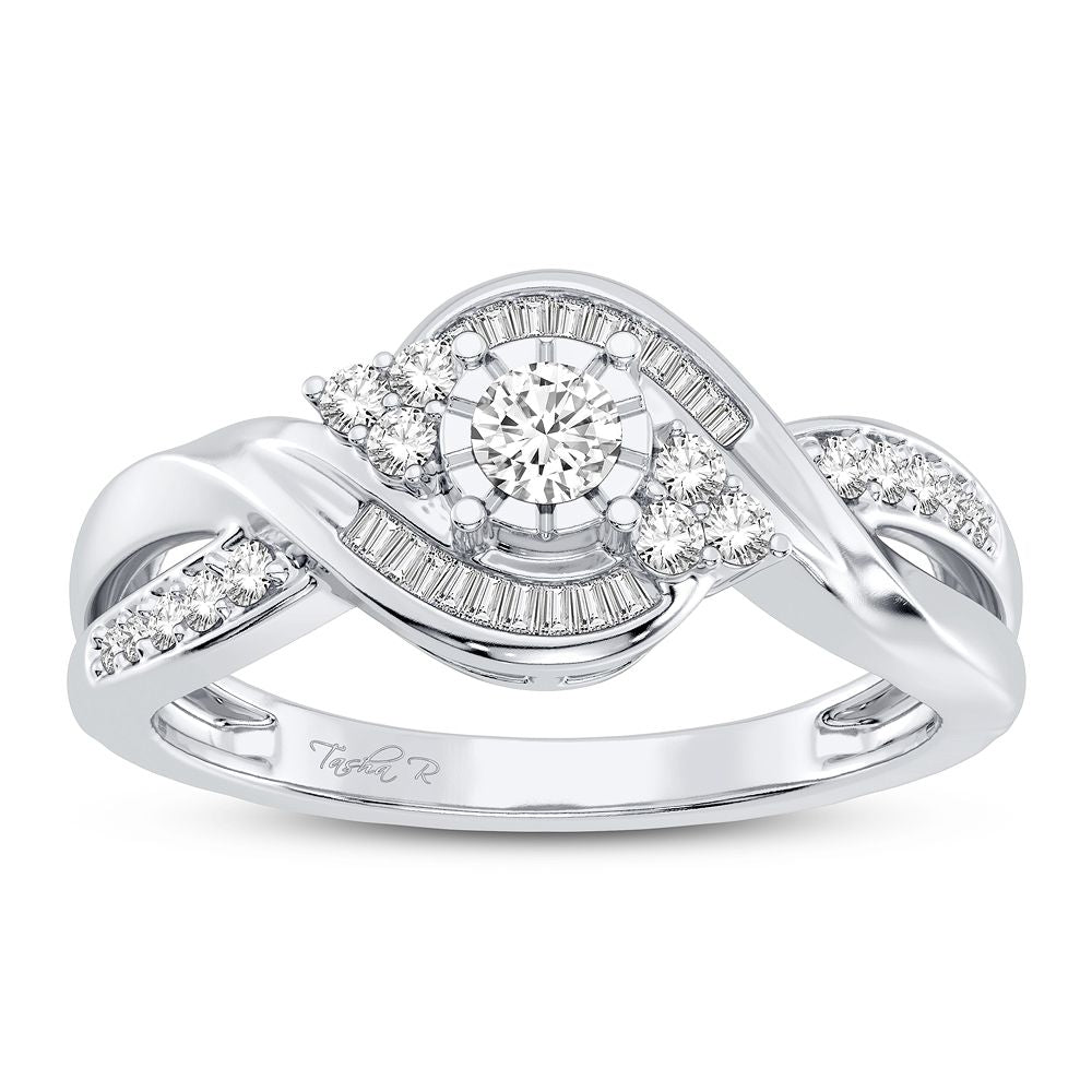 10K White Gold Exquisite 0.25Ct Diamond Ring