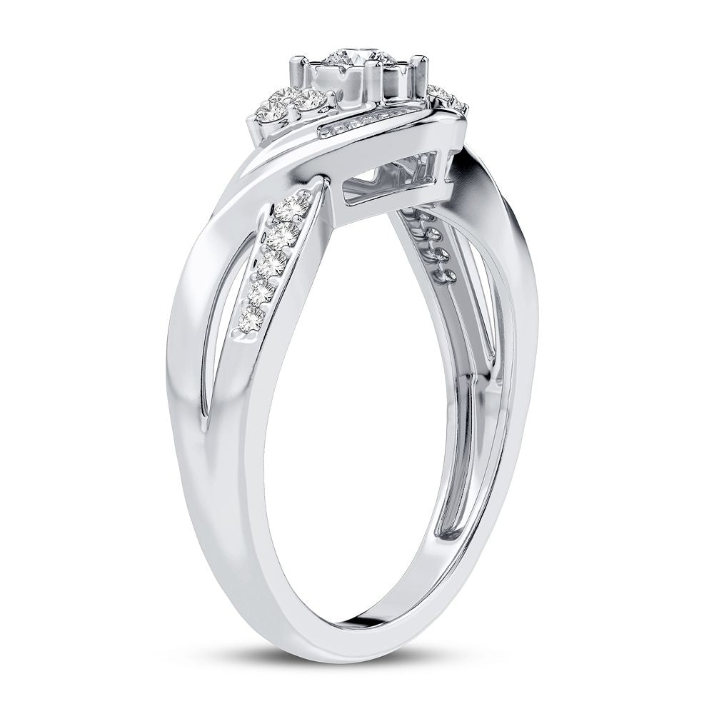 10K White Gold Exquisite 0.25Ct Diamond Ring