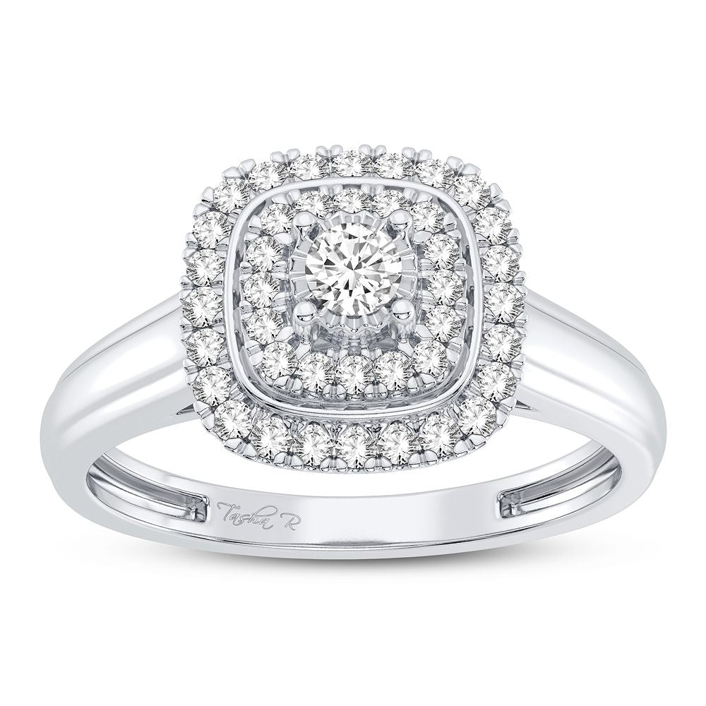 10K White Gold Elegant 0.25Ct Diamond Ring