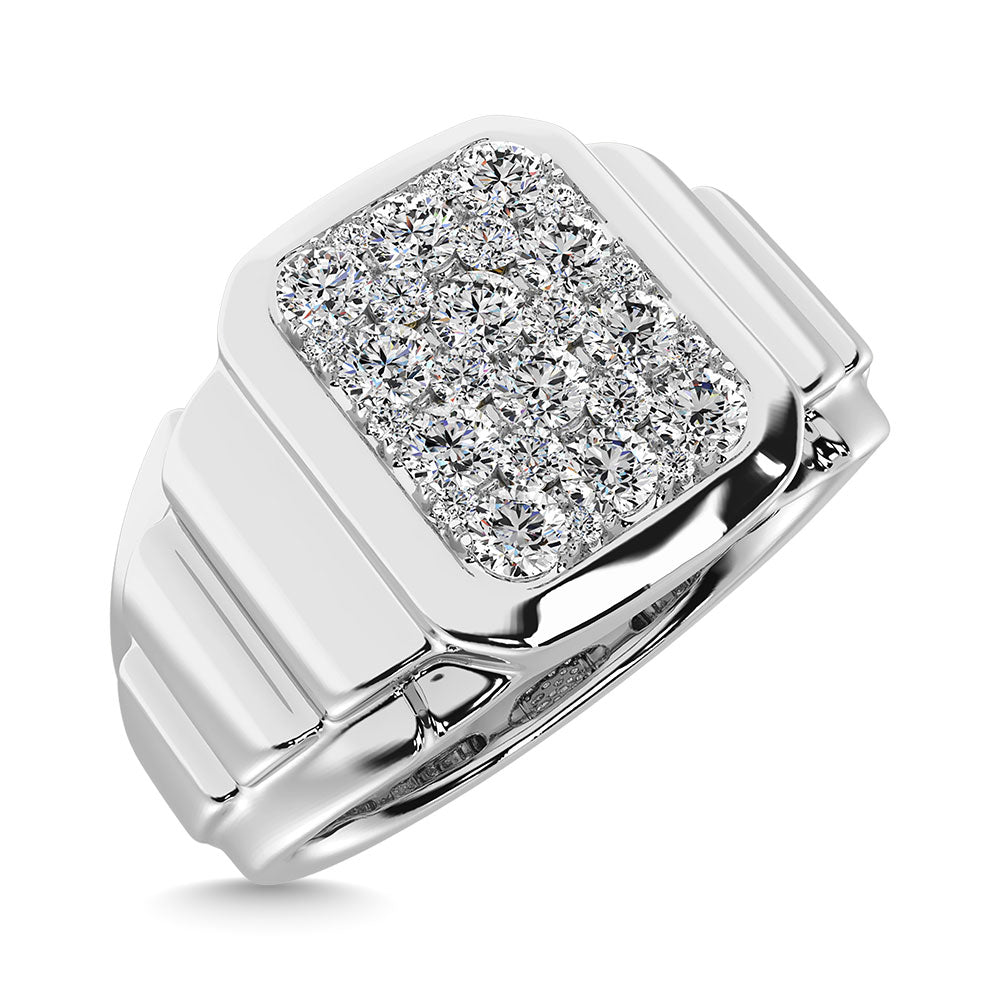 Diamond 1 Ct.Tw. Mens Fashion Ring Ring in 14K White Gold