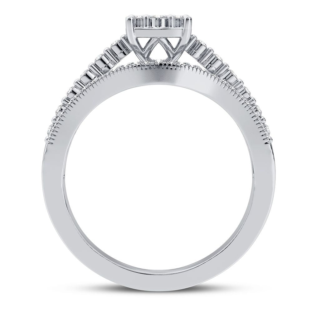 10K White Gold Dazzling 0.20Ct Diamond Ring