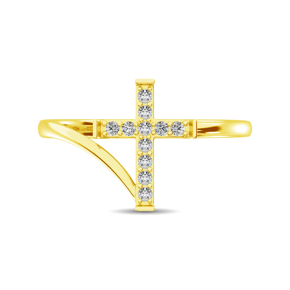 10K Yellow Gold Diamond 1/8 Ct.Tw. Cross Ring