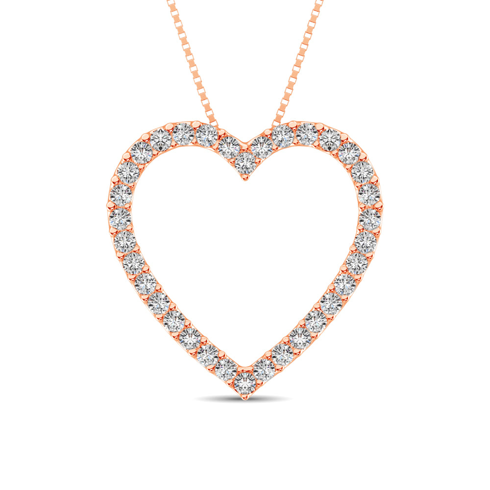 10K Rose Gold Diamond 1/2 Ct.Tw. Heart Pendant