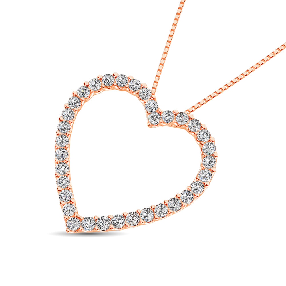 10K Rose Gold Diamond 1/2 Ct.Tw. Heart Pendant