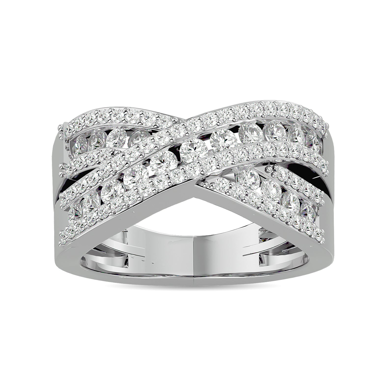 Diamond 1 ct tw Crossover Fashion Ring in 14K White Gold