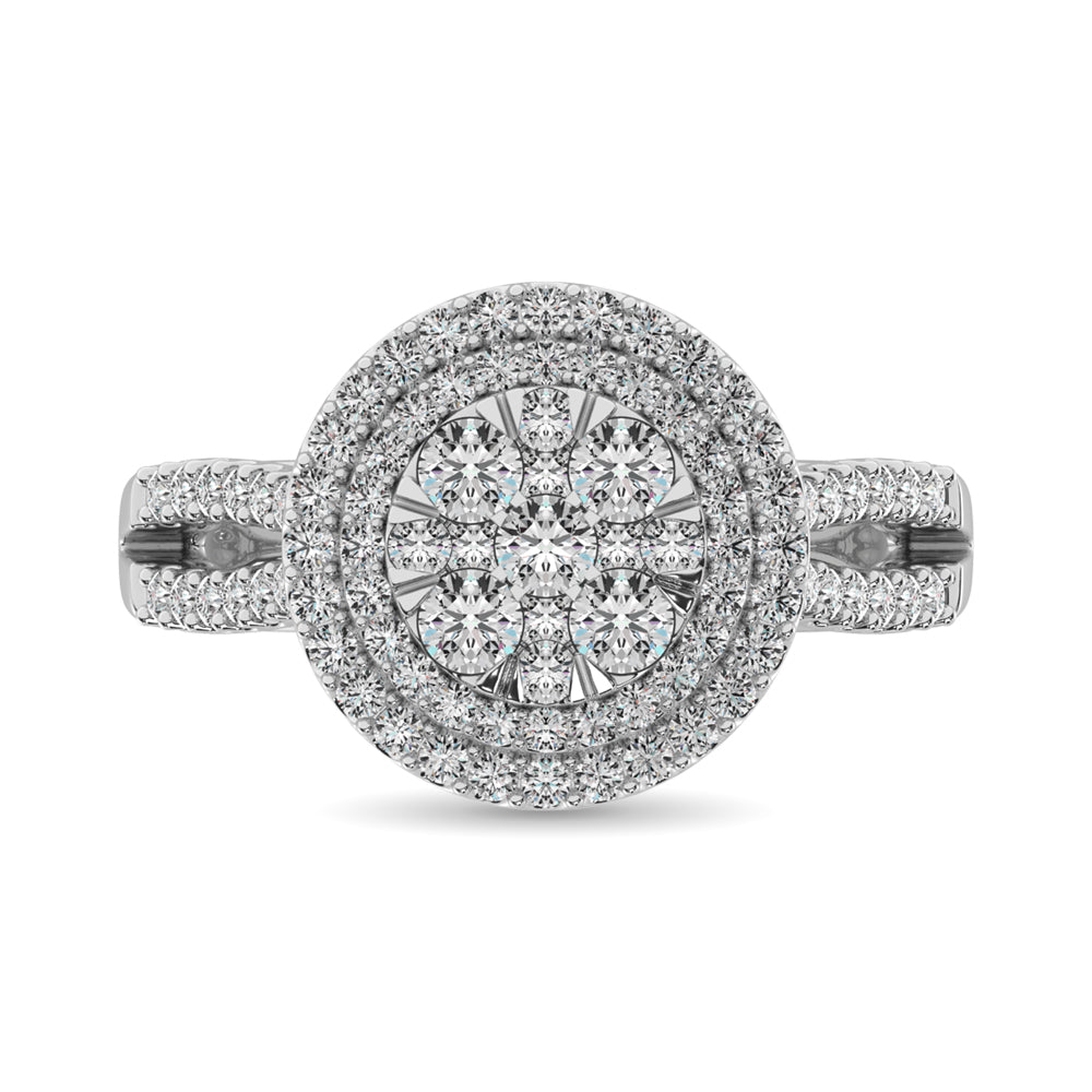 Diamond Double Halo Engagement Ring 1 ct tw in 14K White Gold