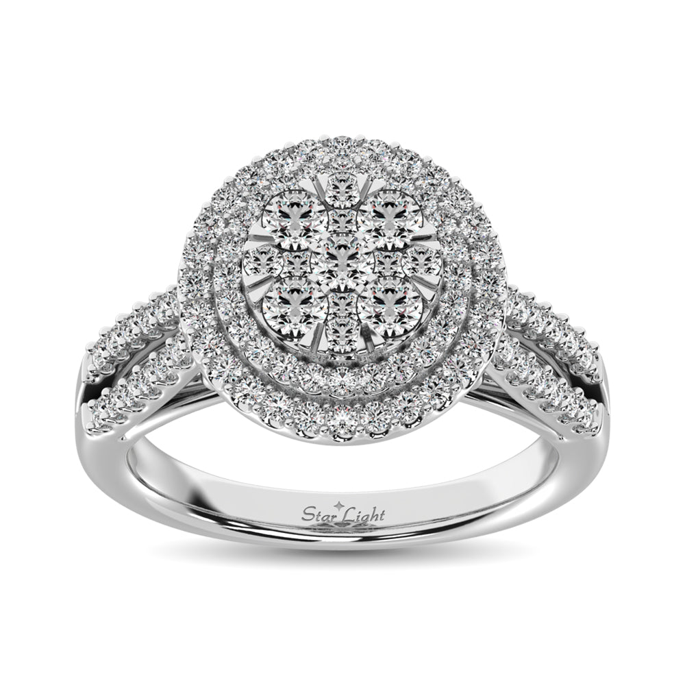 Diamond Double Halo Engagement Ring 1 ct tw in 14K White Gold