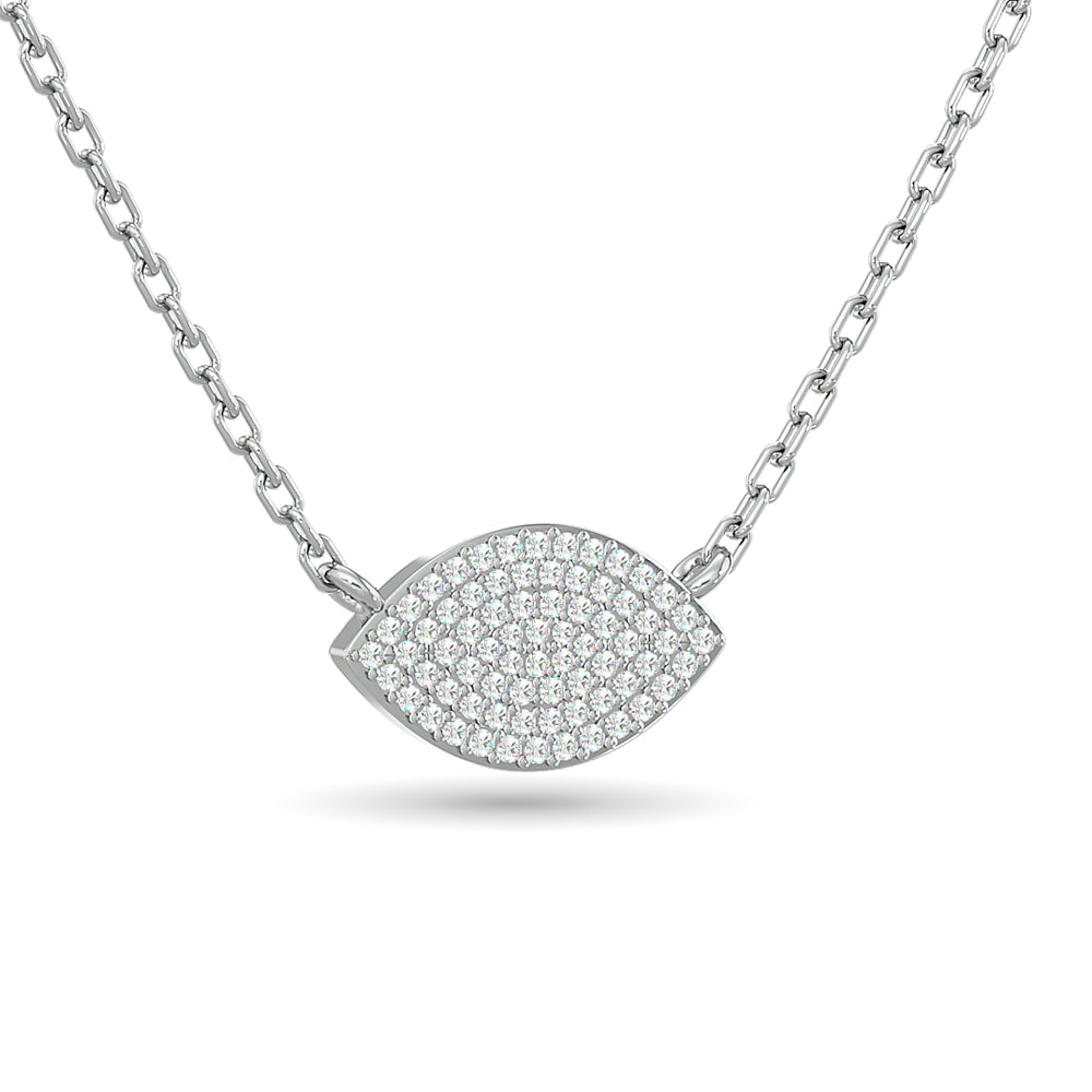 Diamond Eye Shape Necklace 1/5 ct tw in 10K White Gold