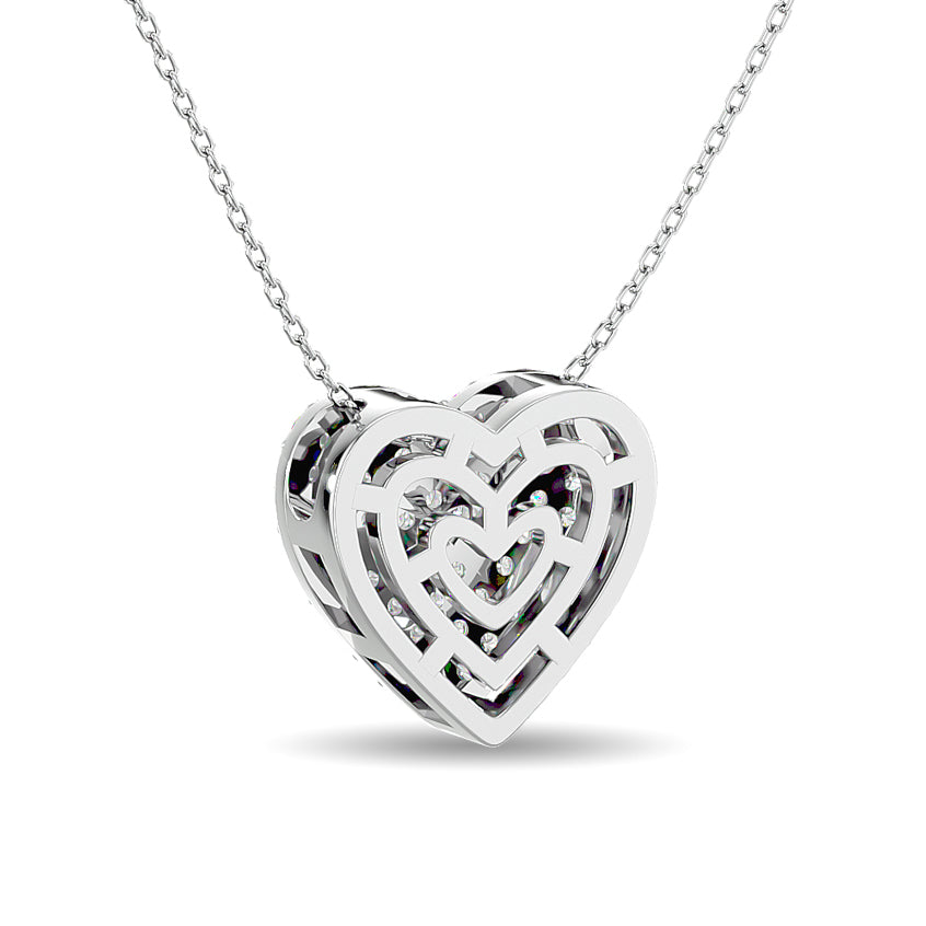 Diamond Heart Pendant 1/4 ct tw Round Cut in 10K White Gold