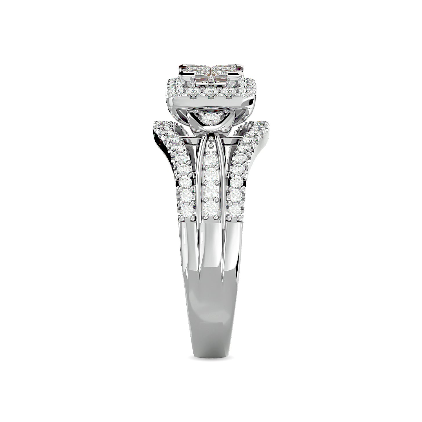 Diamond 3/4 ct tw Princess Head Engagement Ring  in 10K White Gold